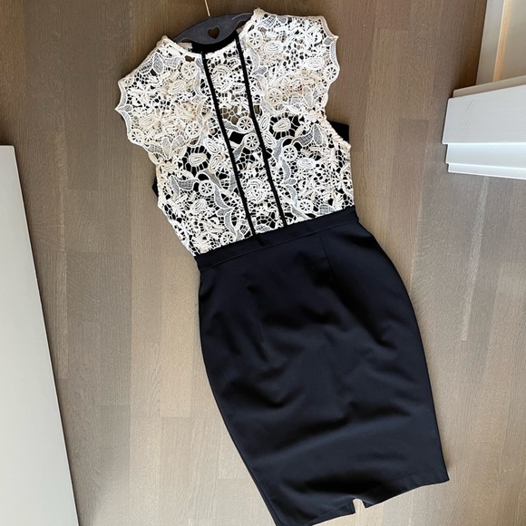 VGUC Cooper St Dress Black Skirt and White Lace top half Size 4 - Picture 2 of 11